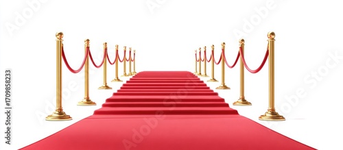 Red carpet stairs with gold stanchions