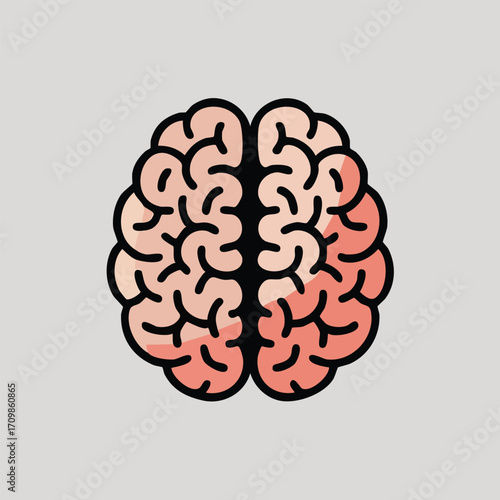 Simple, stylized illustration of a human brain, showing its folds and contours.