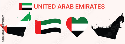 UAE National Day Vector Set – Map, Flag and Creative Typography Illustrations for Patriotic and Cultural Themes