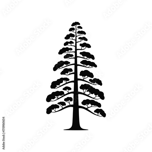 Conifer tree silhouette representing nature and growth simple graphic design evergreen forest element