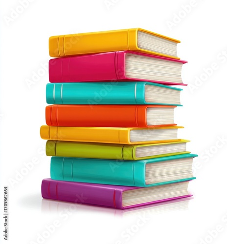 Wallpaper Mural Colorful books stacked high on white background Torontodigital.ca