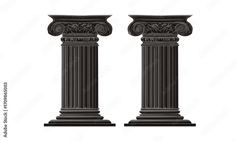 Fototapeta premium Two dark gray classical pillars