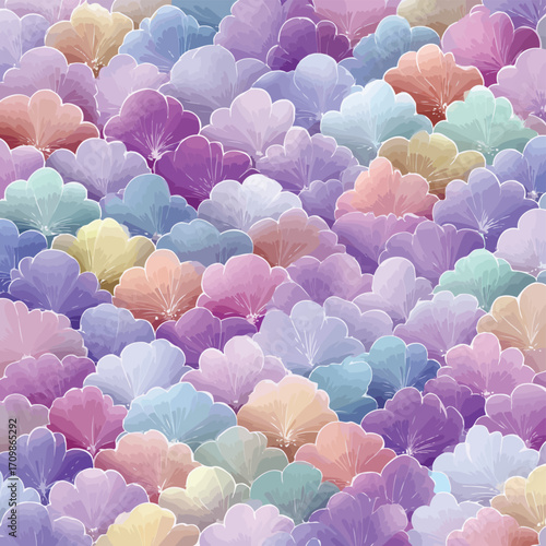 파스텔톤 핑크와 보라색 꽃 패턴 벡터 일러스트