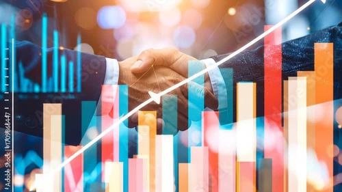 Successful Business Partnership and Financial Growth with a Symbolic Handshake Visual