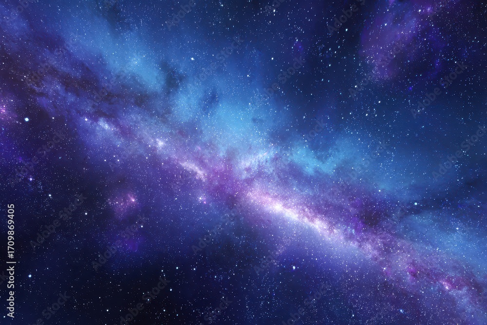 Fototapeta premium Vibrant nebula and countless stars create a stunning night sky in a cosmic panorama showcasing the beauty of the universe