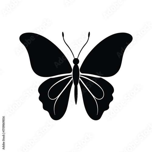 Butterfly Silhouette vector icon on white background