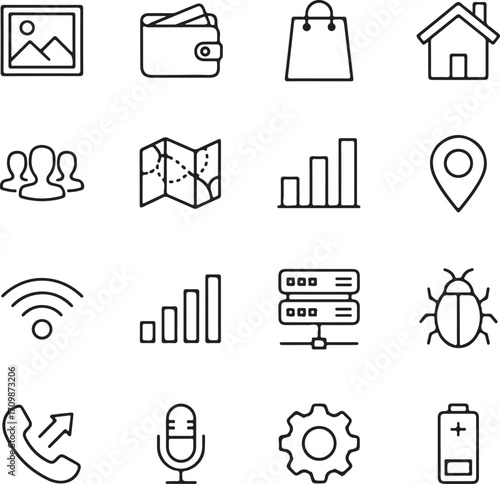 Electronics and technology icons set