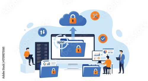 Secure cloud data storage and digital security privacy protection concepts with network connectivity