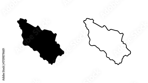 Abkhazia Map Outline and Silhouette Geographic Representation.