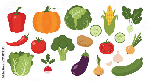 A colorful assortment of fresh vegetables arranged in a visually appealing pattern.