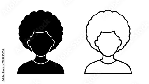Afro silhouette portrait representing identity and diversity in a simple illustration.