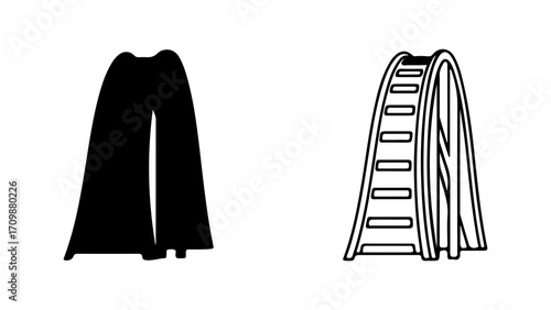 Amusement park rides illustration drop tower and roller coaster.
