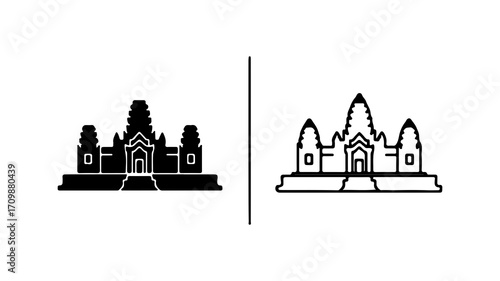 Angkor Wat Silhouette A Minimalist Depiction of Cambodian Heritage.