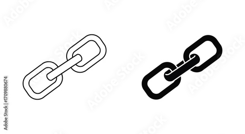 Simple illustration of two chain links one outlined and one solid