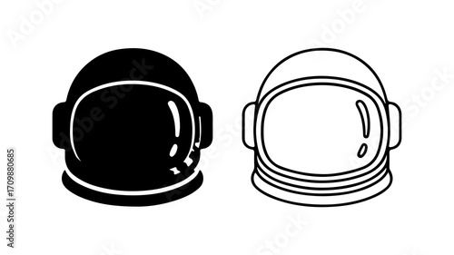 Astronaut Helmet Icons Space Exploration and Protection.