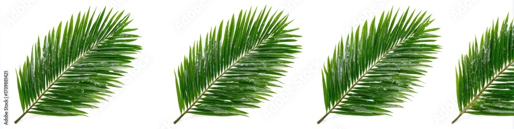 Obraz premium Three palm fronds against a white background