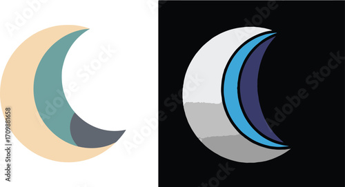 Modern Crescent Moon Designs with Day and Night Themes