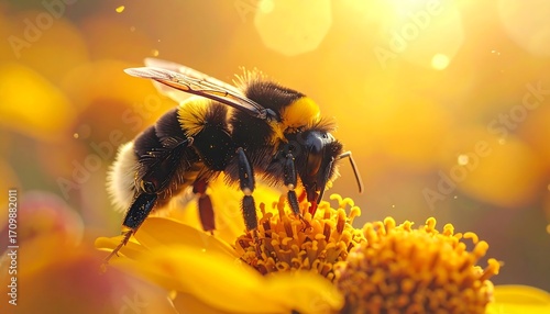 Vibrant bee on a flower