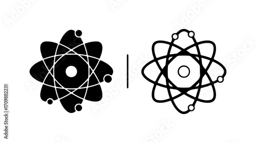 Black and white atom symbol vector illustration set.
