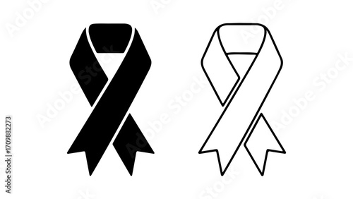 Black and white awareness ribbon symbols 1.