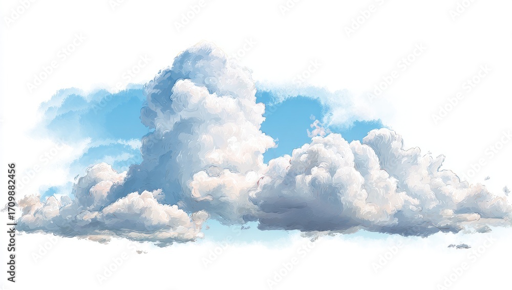 Fototapeta premium A fluffy cumulus cloud formation against a vibrant blue sky