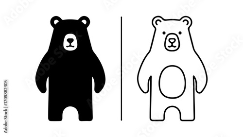 Black and white bear illustration representing duality and contrast in design.