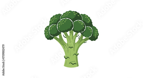 A pixel art illustration of a vibrant green broccoli floret on a white background.