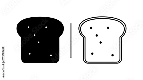 Black and White Bread Slice Icons.
