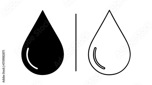 Black and white drop icons simple design.