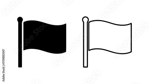 Black and White Flag Icons Symbol of Nation and Victory.