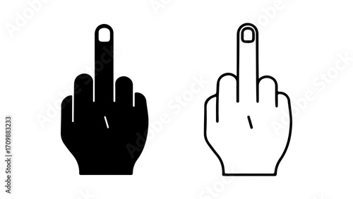 Black and white hand gestures middle finger 1.