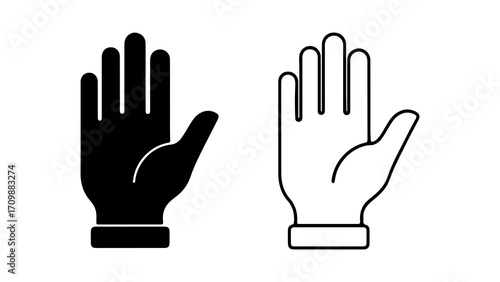 Black and white hand icons showing palm.