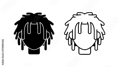 Valokuva Black and white illustration of a person with dreadlocks hairstyle