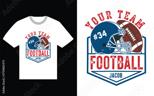 American Football T Shirt Design with Helmet and Ball