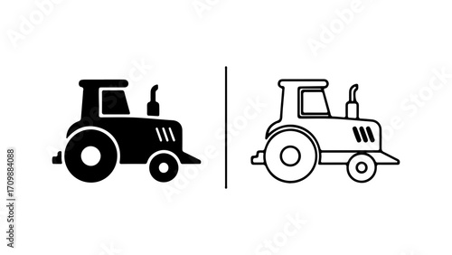 Black and white tractor illustration perfect for agricultural and farming themes.