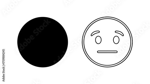 Black circle and outline face representing confusion and uncertainty.