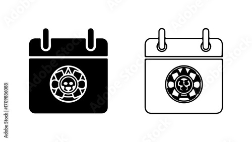 Calendar icon with a skull poker chip symbol for gambling.