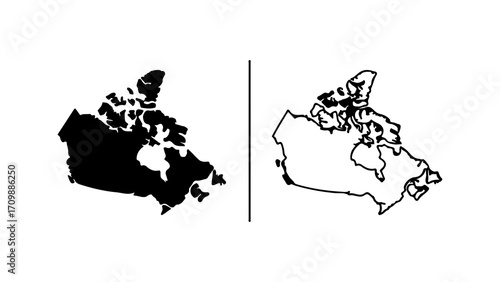 Canada Map Silhouette and Outline Illustration 3.