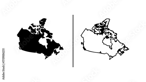 Canada map silhouette and outline illustration.