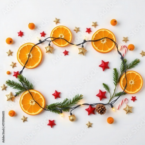 Wallpaper Mural Festive Arrangement of Oranges, Stars, and Pine for Holiday Cheer Torontodigital.ca