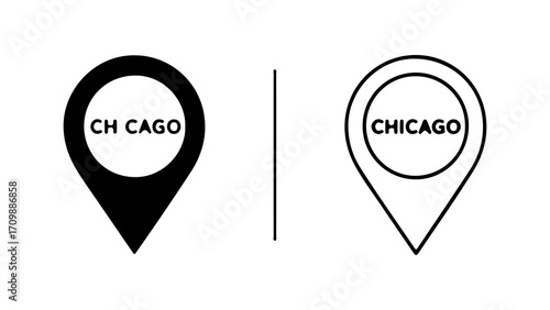 Chicago Location Markers Map Pin City Guide Navigation Travel.