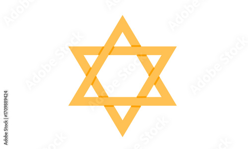 Golden Star of David, a religious symbol of Judaism, depicted in a simple, stylized design.