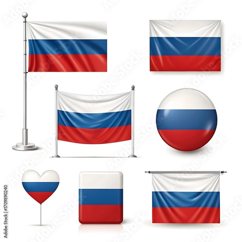 Collection of russian flags in various shapes and displays Free Download Collection of russian flags in various shapes and displays - GFXLoad