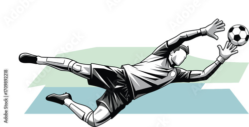 Soccer Goalie Makes a Diving Save