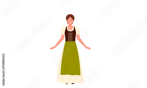 Traditional Bavarian Woman Wearing Dirndl Costume