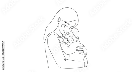 Loving Mother Gently Cradling Her Infant Child