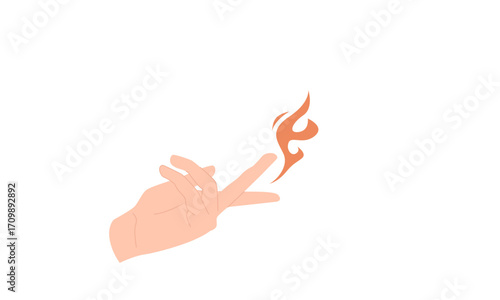 Magical Flicker Hand Gestures and Fire Illustration