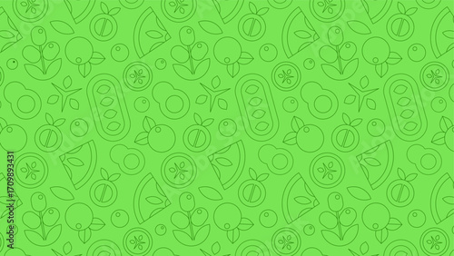 Vegetable Seamless Pattern and Banner. Illustration in Geometric Line art Style