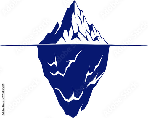 deep blue iceberg unveiling the hidden depths graphic, isolated on transparent background
