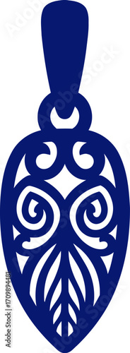 elegant blue teardrop pendant exquisite filigree design, graphic, isolated on transparent background